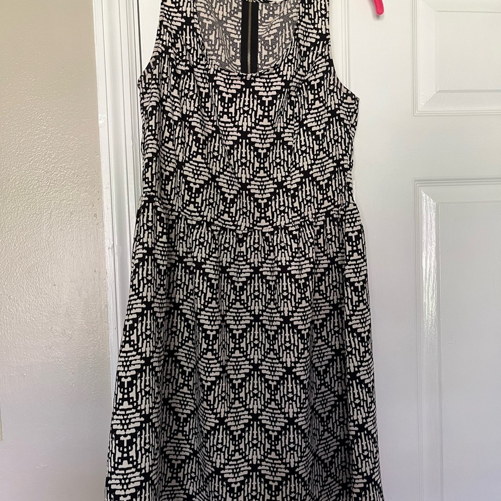 Collective Concepts Black & Cream Abstract Dress